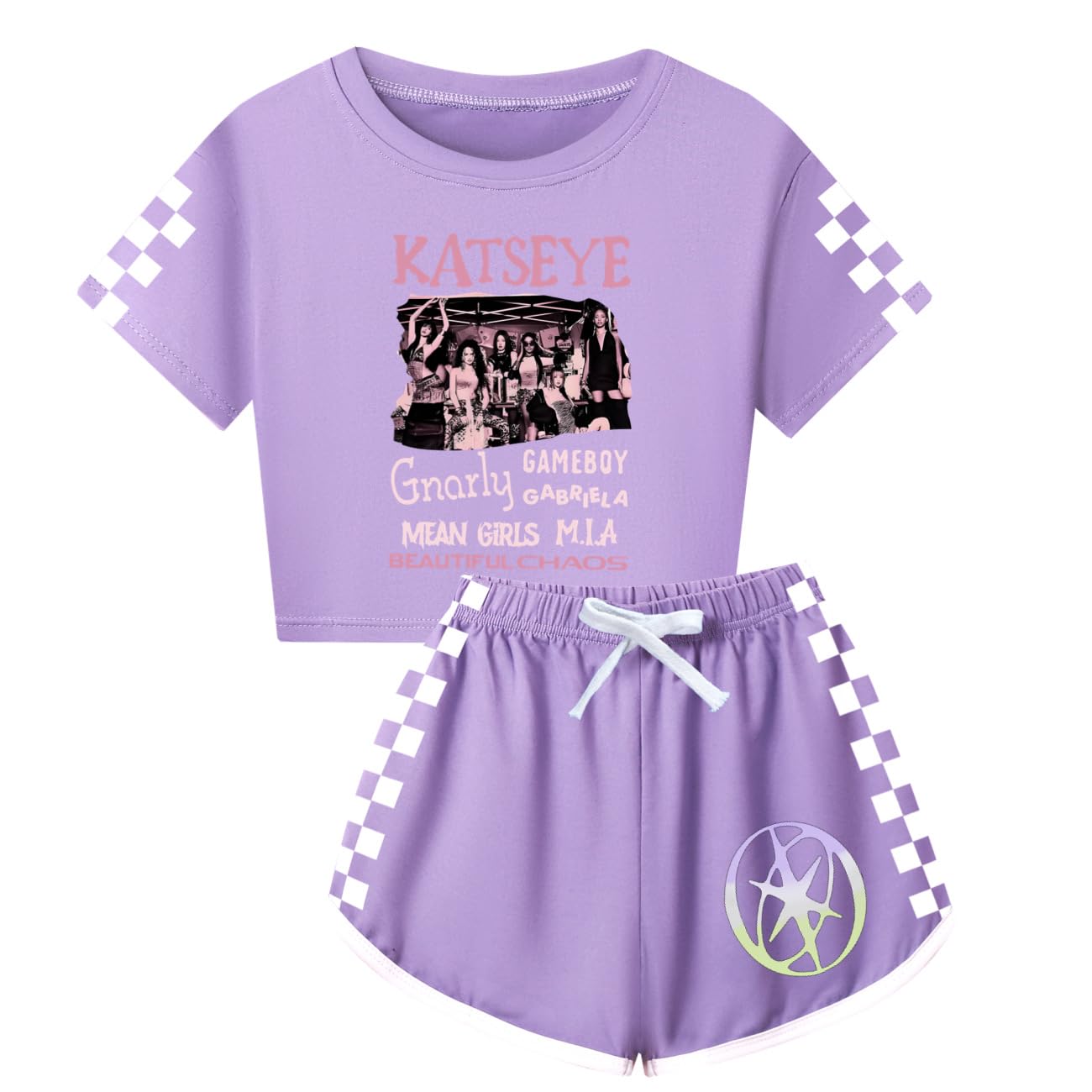 Katseye, set di abbigliamento da bambina con maglietta a maniche corte e pantaloncini, stampa grafica per fan della musica, per bambini dai 3 ai 13 anni