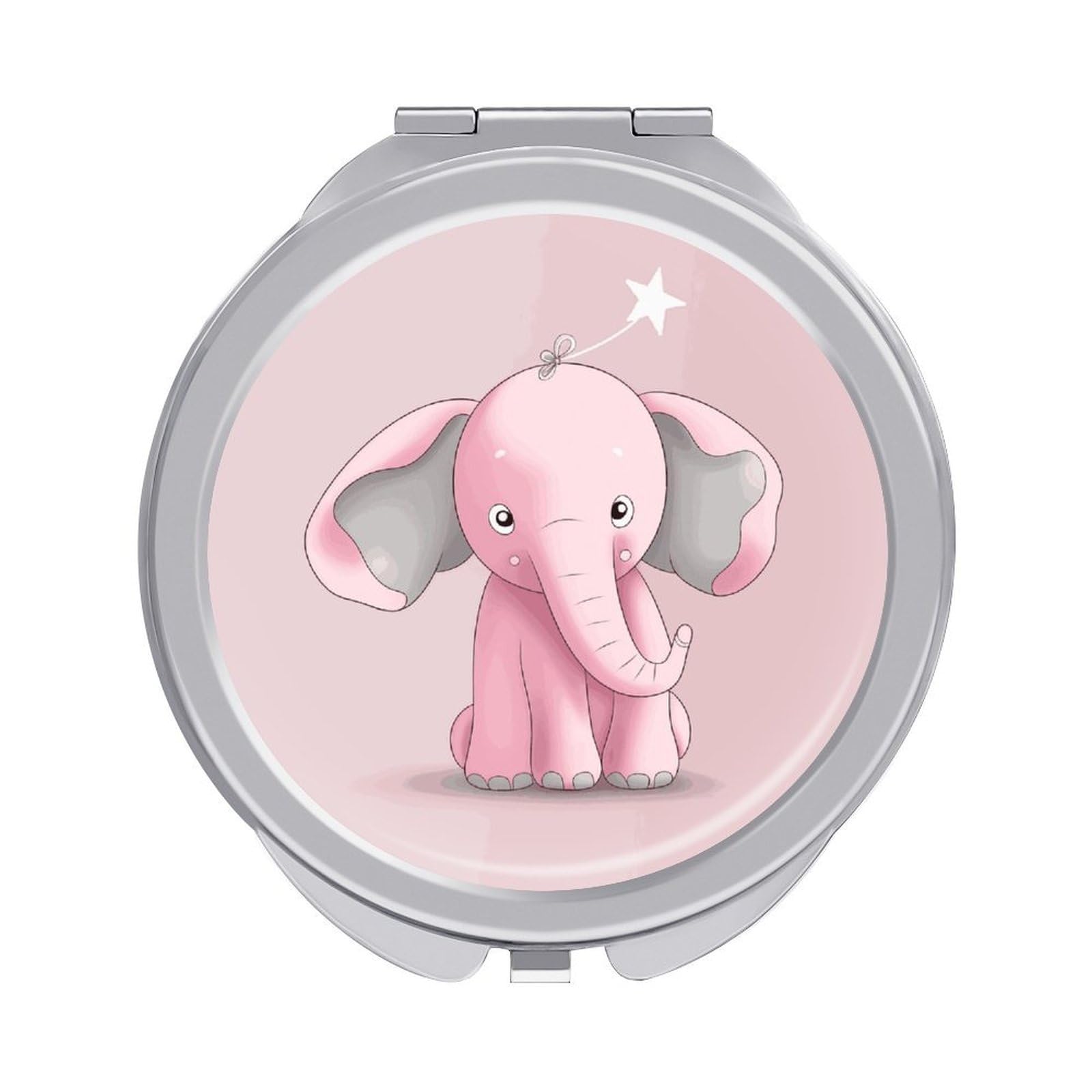 FekiLoot Pink Elephant Travel Makeup Mirror 2 X /1 X Magnifying Slim Pocket Mirrors Compact for Purse Travel Makeup Mirrors for Pocket, Handbag, Purse Women Gift