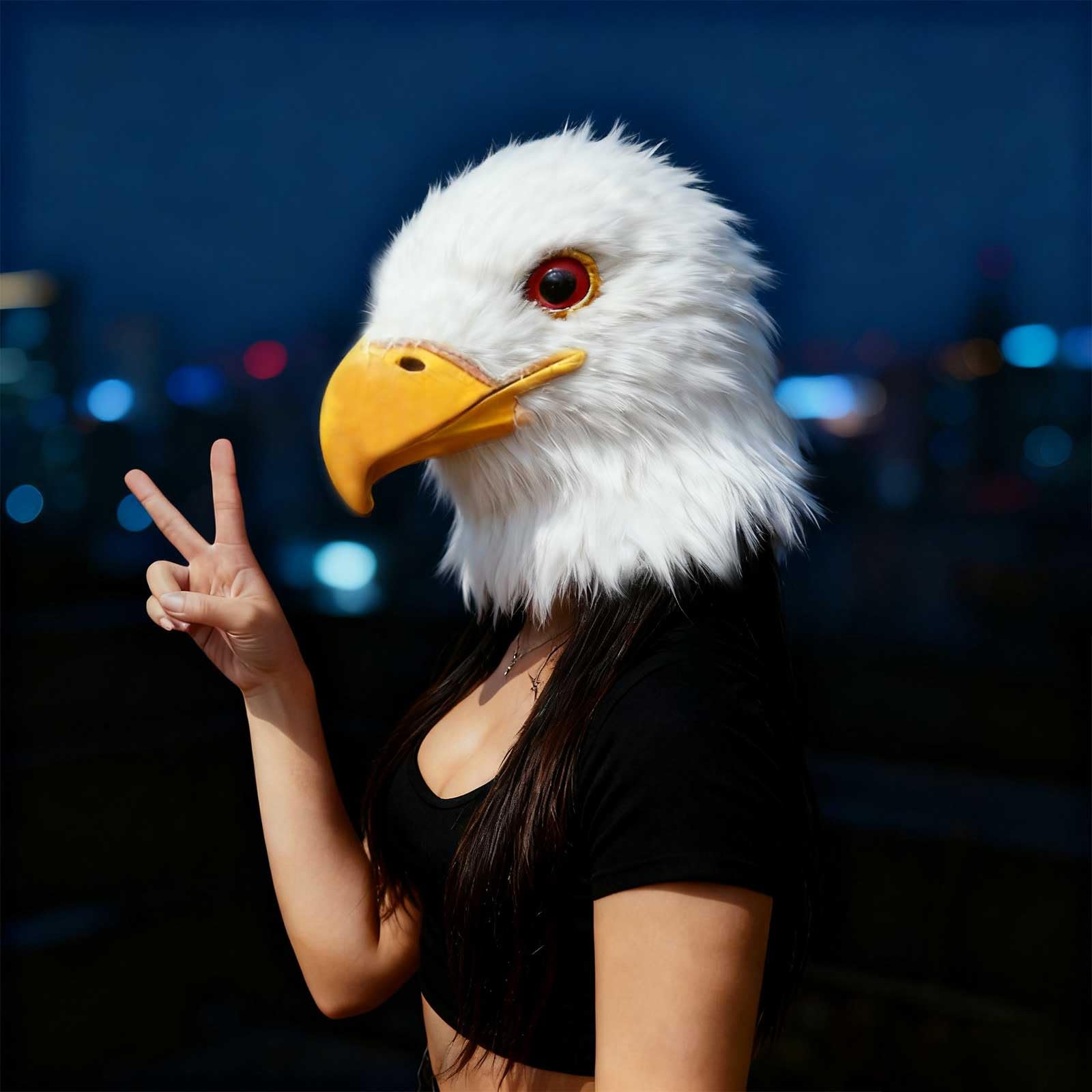 Maschera testa di aquila bianca