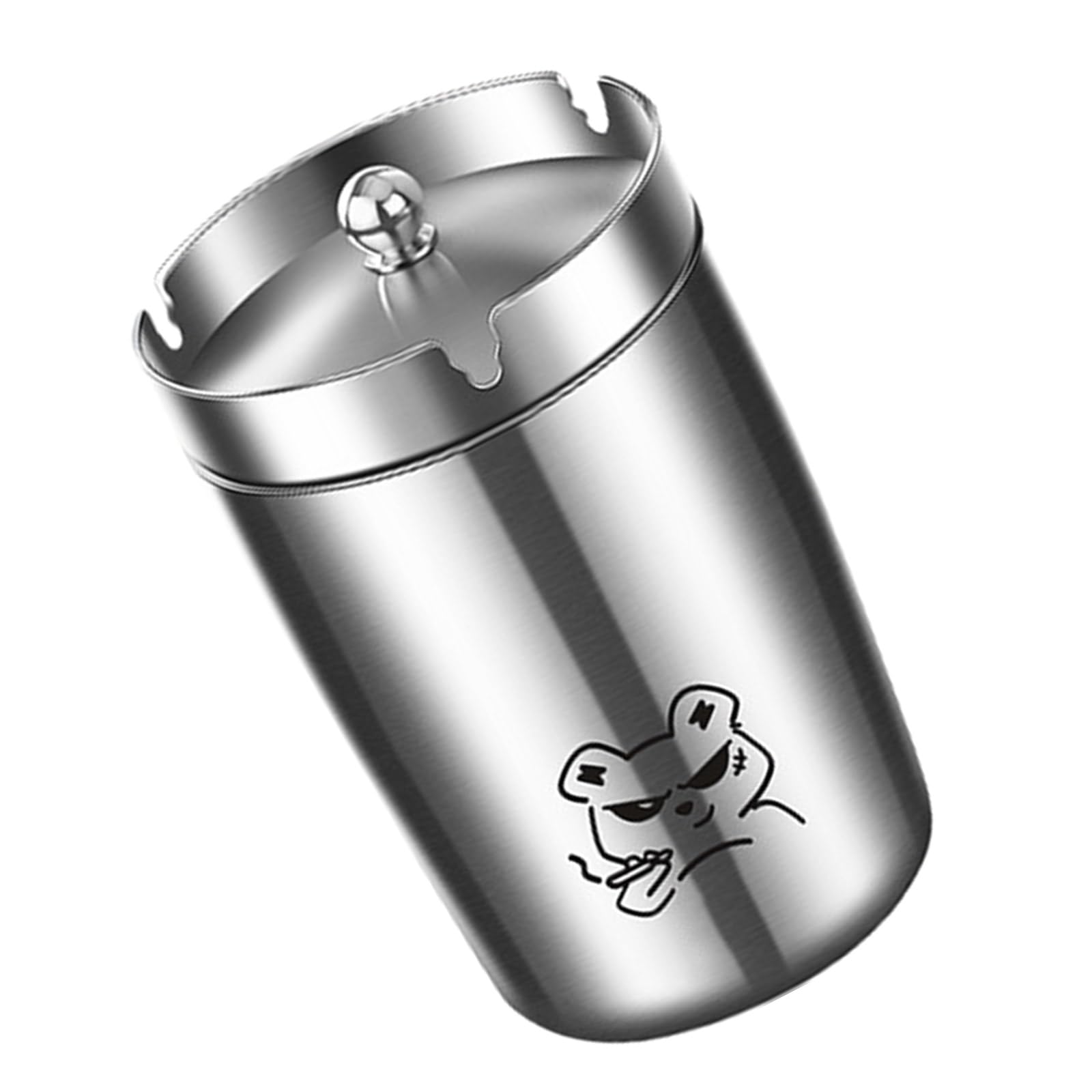 Round Stainless Steel Ashtray with Lid, Suitable for Smokers, Easy Cleaner Container Stylish Accessories Windproof