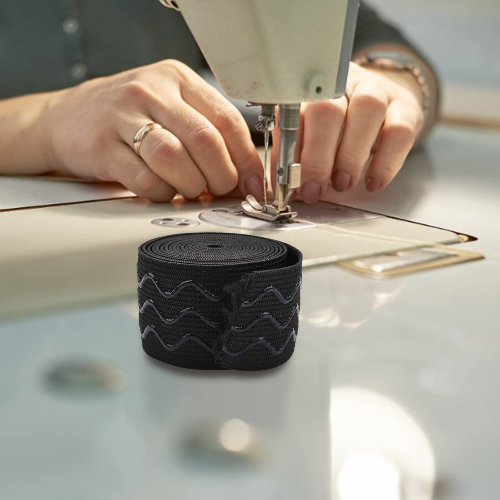 Bande Élastique Plate 38mm Noir - 6m - Pour Couture/Ceintures/Perruques - The Bead Shop