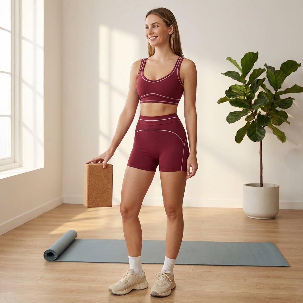 Conjunto de Yoga para Mujer, chándal Deportivo, Sujetador Deportivo, Conjunto de Gimnasio, Ropa Deportiva para Fitness, Correr y Entrenar.-Negro1-L