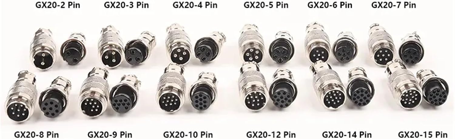 1 Set of GX20 mating Aviation and Socket connectors 2/3/4/5/6/7/8/9/10/12/14/15 for mating Wire Aviation connectors(GX20-12 Butt Type)