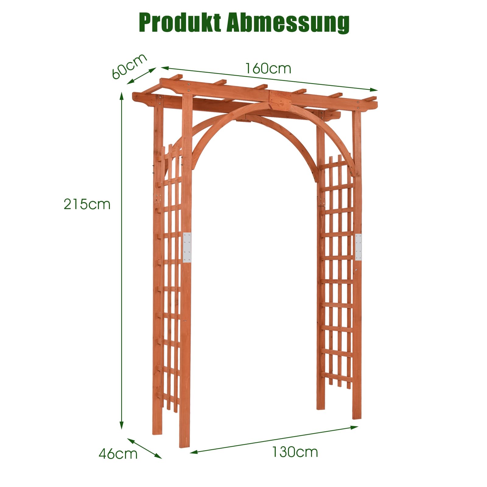 GOPLUS Rosenbogen Holz, Gartenbogen Pergola mit Rankhilfe für Kletterpflanzen, Torbogen Holzbogen Rankgitter Hochzeitsbogen Rankbogen für Hochzeit & Party, 160 x 60 x 215 cm, Natur