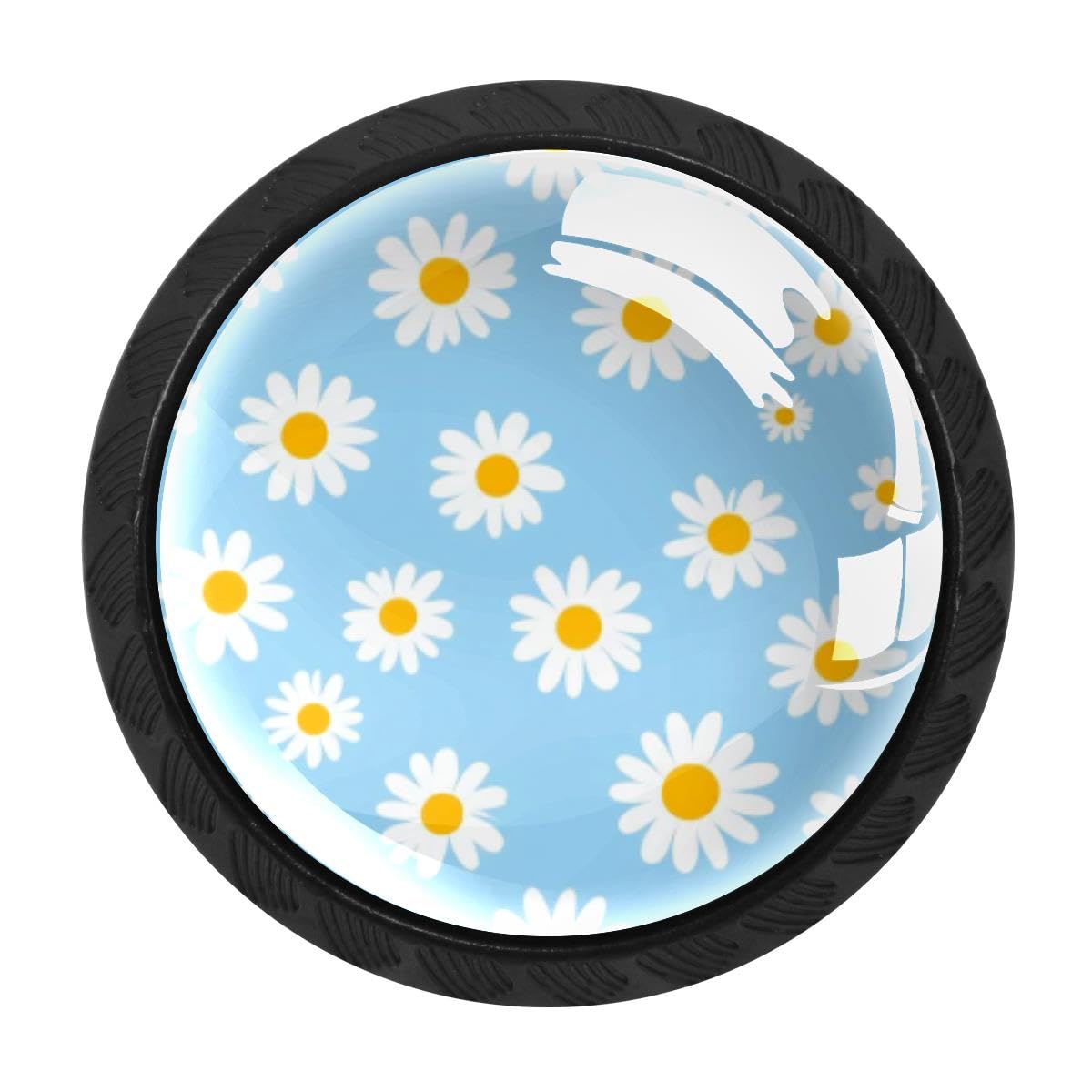4 PCS Kitchen Cabinet Knobs, Daisy Flower Drawer Knobs Dresser Handles