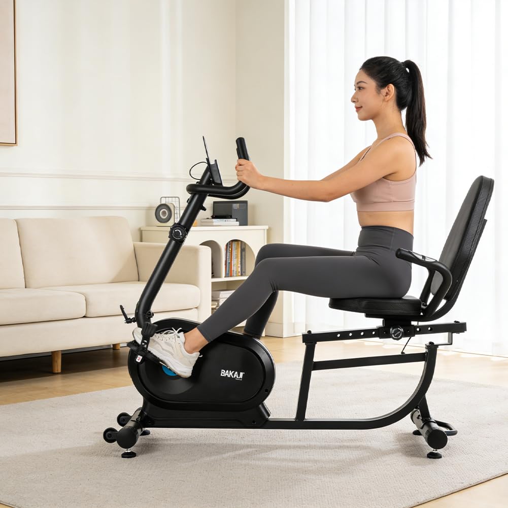 BAKAJI Cyclette Magnetica da Casa con Sedile Regolabile Ergonomico, Bici Fitness per Allenamenti Cardio, Bicicletta per Palestra Sport di Resistenza con Schermo LCD e Controllo Frequenza Cardiaca
