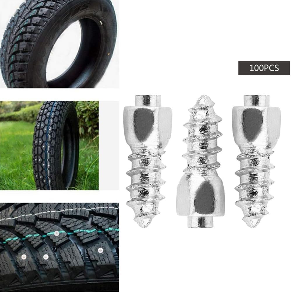 Tornillo para Neumáticos 12 mm Metal Antideslizante 100 Piezas para Coche Moto de Nieve Tractor ATV UTV