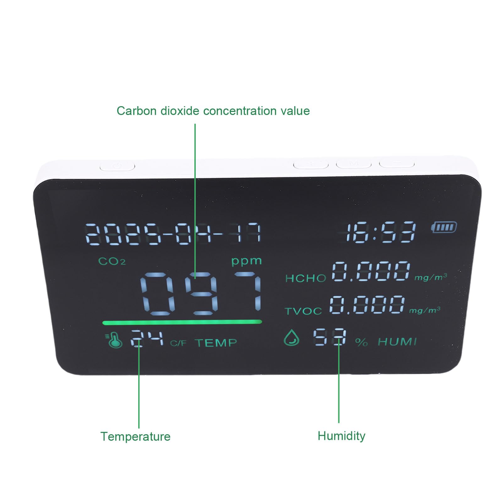 Misuratore di qualità dell'aria, rivelatore di formaldeide, misuratore di TVOC, termometro igrometro, analizzatore di aria interna portatile per casa e ufficio