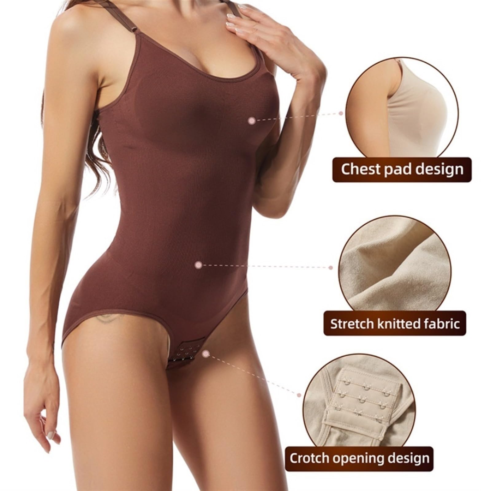 MOCHAMIK Body Shapewear dla kobiet Stringi wyszczuplają brzuch, bezszwowe bluzki z odkrytymi plecami