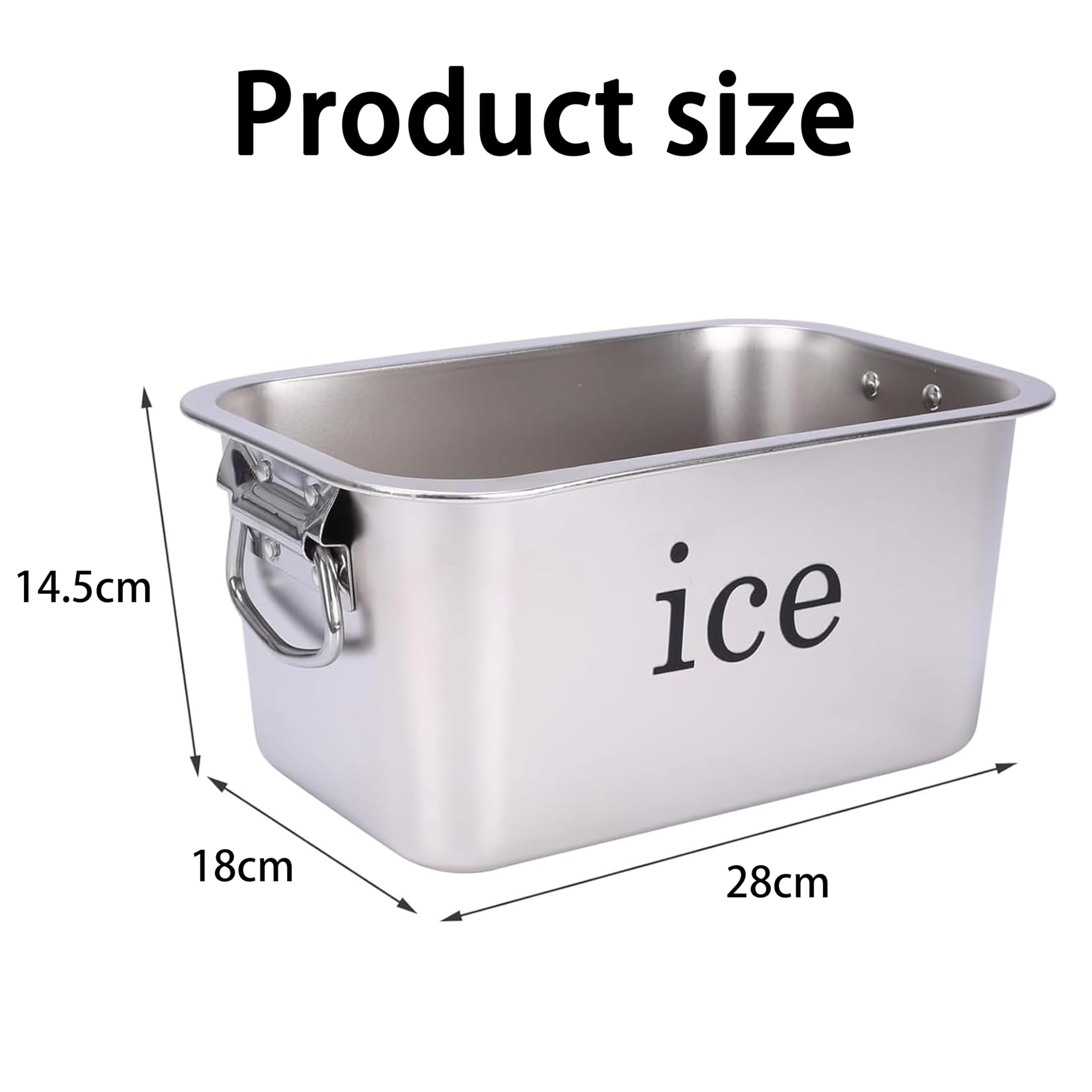Secchiello per ghiaccio in acciaio inox, 6.8 L, con manico, per bevande, cubetti di ghiaccio, feste, barbecue, bar e casa, grande contenitore per il ghiaccio, champagne e birra, vino e cocktail per
