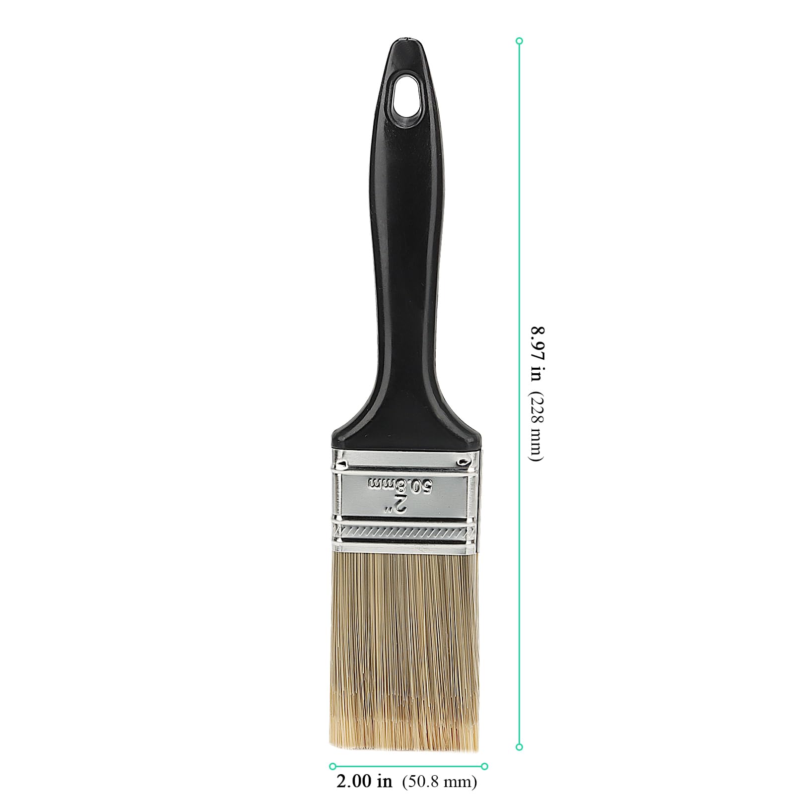 25 pinceles de pintura con mango de plástico de 2 pulgadas, pinceles de pintura para paredes, madera, decoración
