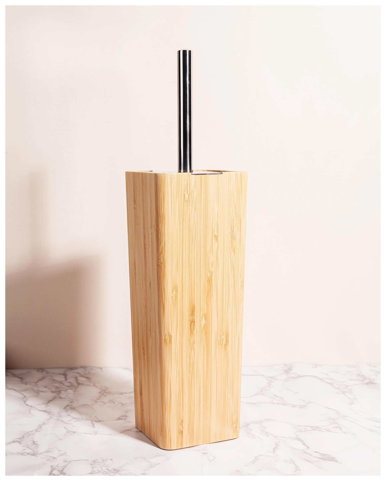 Set Di Accessori Da Bagno In Legno Bambù Dispenser Sapone Bicchiere Portasapone per piani d'appoggio del bagno(Toilet-brush Holder)