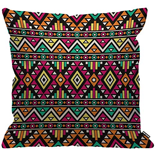 HGOD DESIGNS Housses de Coussin Boho Brillant Couleur Boho Chic Style Abstrait avec Aztèque Ornement Ethnique Taies d'oreillers Maison Décoration pour Chambre Salon Canapé Coussins Oreillers 45x45 cm