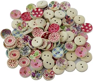 DIKANSHA® सिलाई और क्राफ्टिंग के लिए पेंट किए गए रंग गोल लकड़ी के बटन कपड़े, हस्तशिल्प, कला और शिल्प, स्क्रैप बुकिंग, सजावट, 100 बटन का सेट 2.* 2. सिलाई और क्राफ्टिंग के लिए सीएमएस
