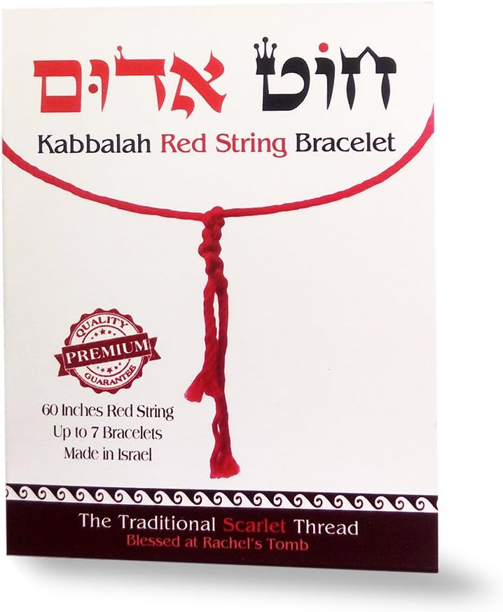 Original 60" Kabbalah Red String for up to 7 Bracelets - Protection from Evil Eye and Misfortune - Blessed at Rachel’s Tomb, Israel 100% Cotton - Includes Explanation, Blessing & Instructions