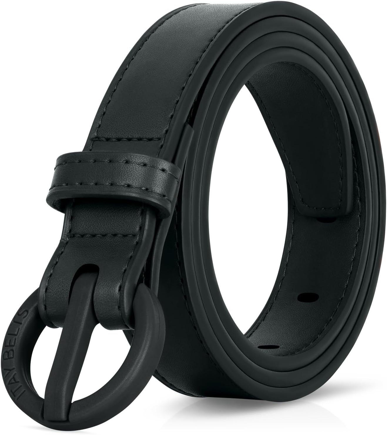 ITAY Women Metal Free Leather Belt - 25mm Nickel Free Belt for Women, TSA-Friendly No Metal Belts with Sturdy Plastic Buckle