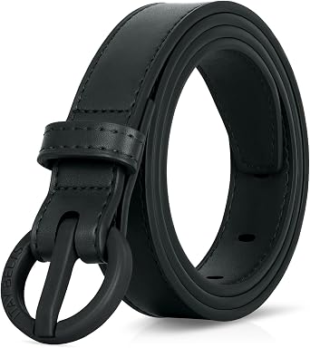 ITAY Women Metal Free Leather Belt - 25mm Nickel Free Belt for Women, TSA-Friendly No Metal Belts with Sturdy Plastic Buckle