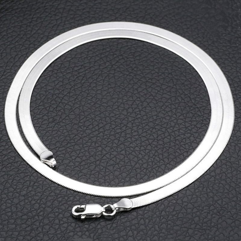 DOCCESTU Sterling Silver Necklace with Flat Herringbone Chain - Men & Women's Assorted Lengths 16-24in - High Polish, Hypoallergenic Exquisite Collar3