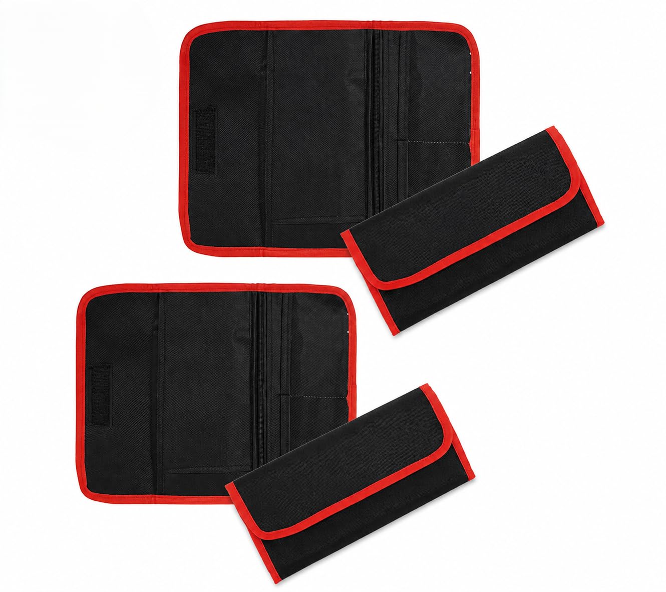 Storite Two Wheeler/Car Document Holder, Vehicle Document Storage Wallet for Registration & Insurance Card, Driving Licence, RC Book, PUC- Brown-23.5 x 11 cm (2Pk-Red/Black)