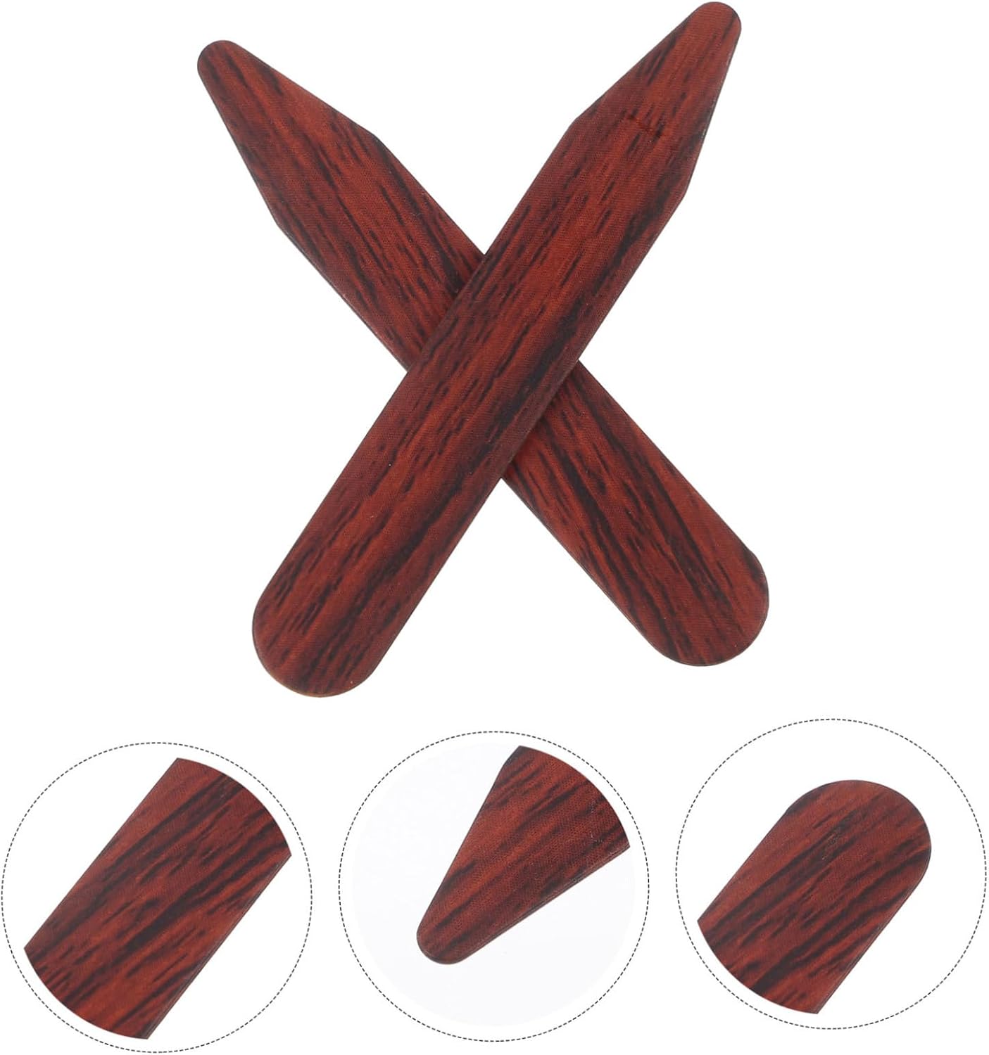 Wooden Collar Stays for Men's Dress Shirts 2-Piece Support Inserts for Crisp Collar Fixing Tools Essential Shirt Accessories