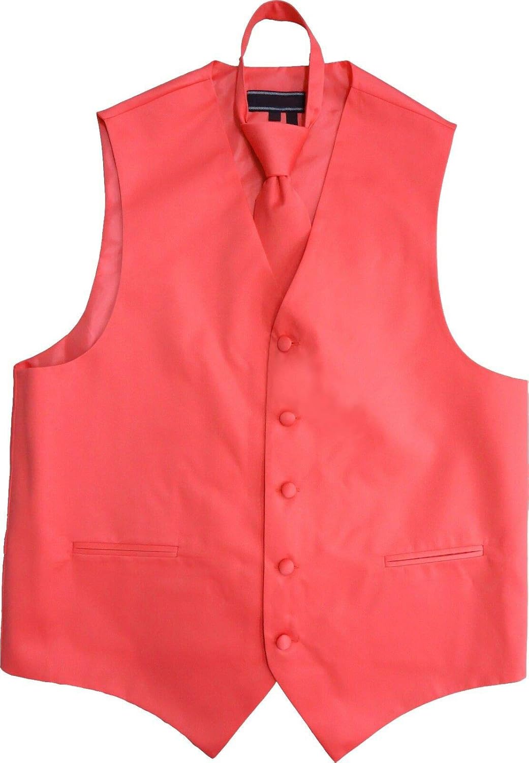 vkwear Men's Solid Color Adjustable Dress Vest & Neck Tie Set for Suit or Tuxedo