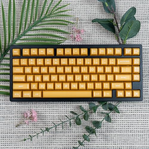 Image of Sumgsn 142 Keys PBT Doubleshot Transluent Keycaps Yellow SA Profile Keycaps Set Fit for 61 /64 /87 /104 /108 Cherry Mx Switches Mechanical Keyboard