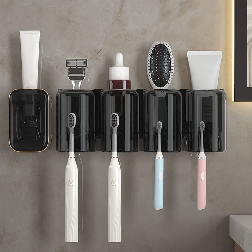 Estante Para Cepillos de Dientes Combinan el soporte del cepillo de dientes Montaje de pared soporte for el cepillo de muelas de almacenamiento de almacenamiento con taza de enjuague bucal, kit de pro