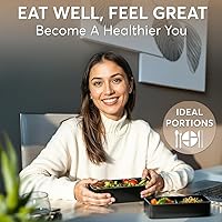 Vista 2 de Caja Bento Umami para Adultos Todo-en-1 con 4 Utensilios, 2 Frascos de Salsa, 2 Divisores, 100% A Prueba de Fugas, Apta para Microondas