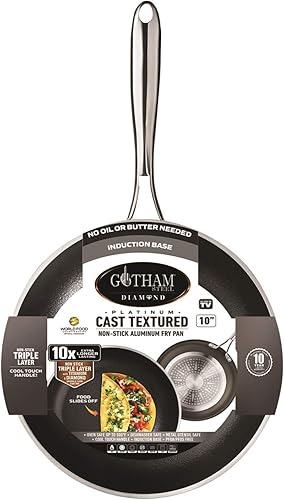 GOTHAM STEEL Sartén antiadherente Platinum Cast de 14 pulgadas, superficie de triple revestimiento mineral y diamante, apta para lavavajillas, GOTHAM STEEL Sartén antiadherente Platinum Cast de 14 pulgadas, superficie de triple revestimiento mineral y diamante, apta para lavavajillas,