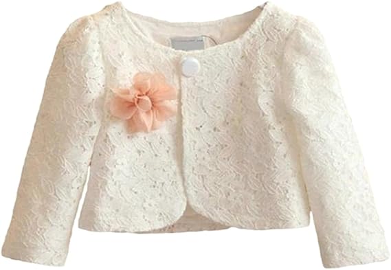 Amazon オチビ キッズ ボレロ 白 長袖 きれいめ 総レース レーシー 花柄 結婚式 お呼ばれ 羽織 90 140 01 90cm F78 05ktp 26wh90 フォーマル 通販