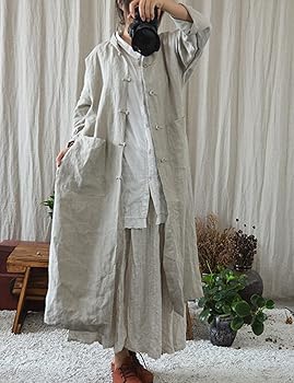 ジャケット・アウター ANTIQUE DUSTY DYE LINEN OVER JACKET Amazon.com: NFYM Women Vintage Cotton Linen Trench Coats