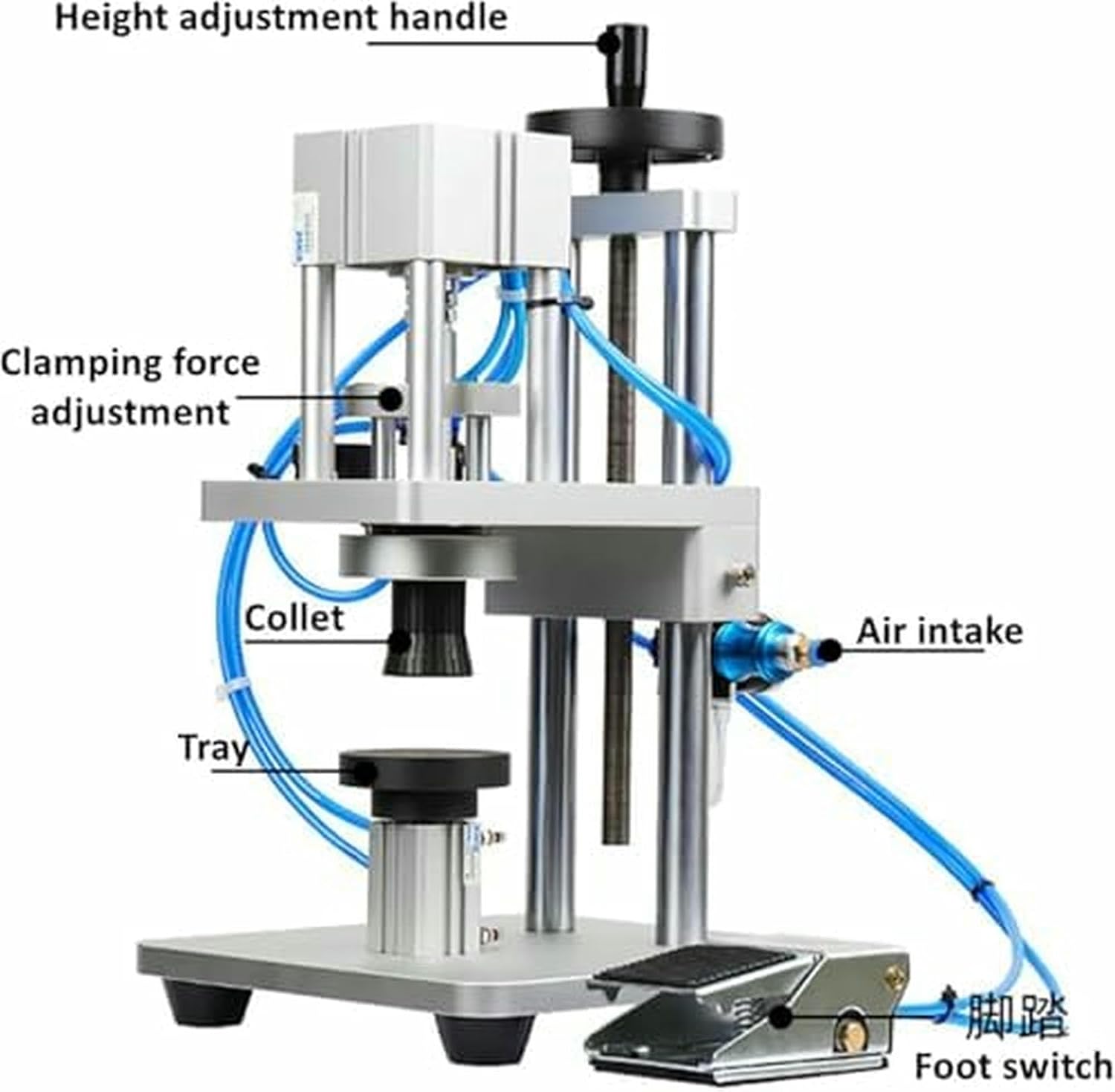 Manual Bottle Plugging Machine, Stainless Steel Perfume Sealant with Positioning Plate, Ideal for Plastic, Glass and Metal Containers ~//