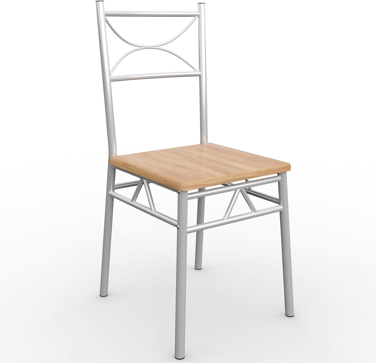 Буйны план view of a single Casaria Paul dining chair, showing the Faggio-colored MDF seat and the silver powder-coated metal frame with decorative backrest.