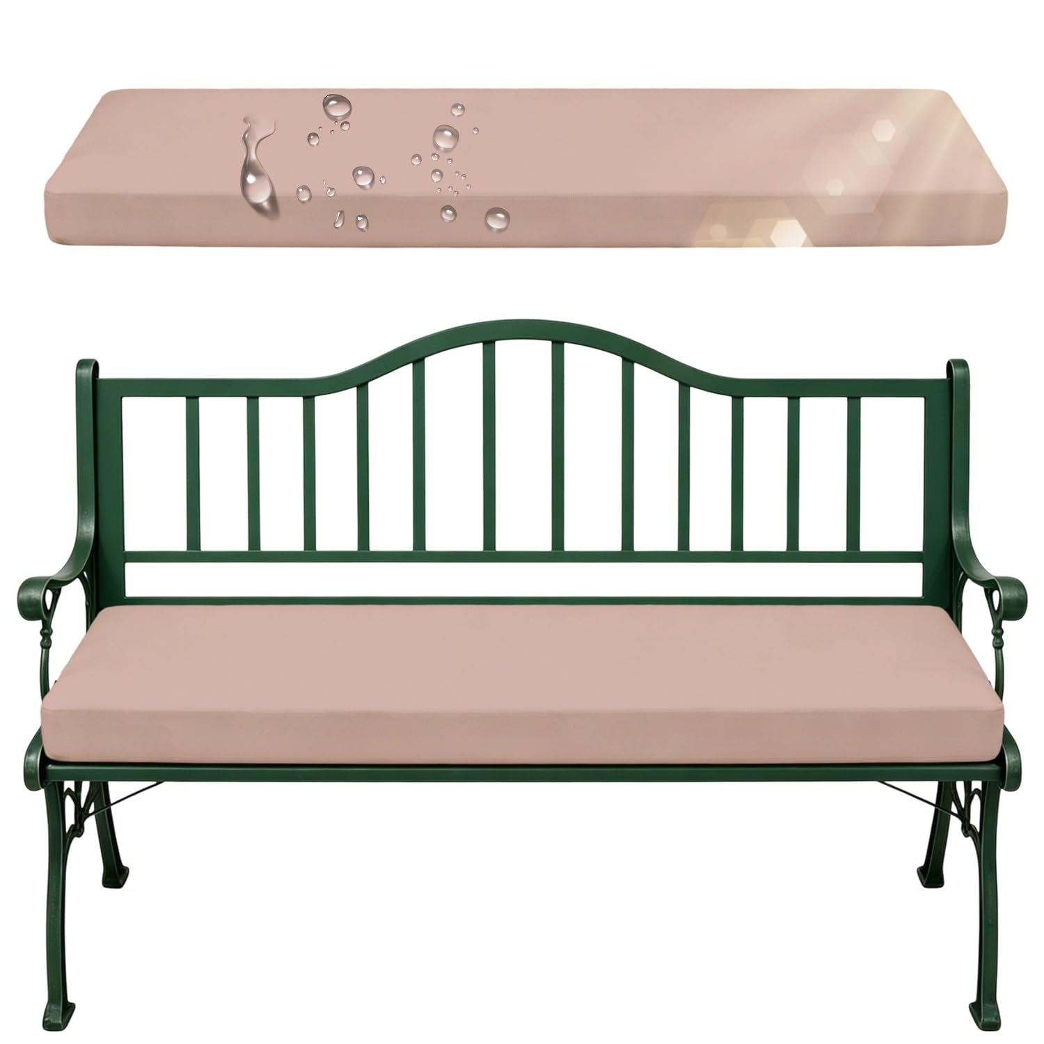 Coussin banc extérieur 130x45cm matelas rose déperlant en mousse 50D pour assise jardin
