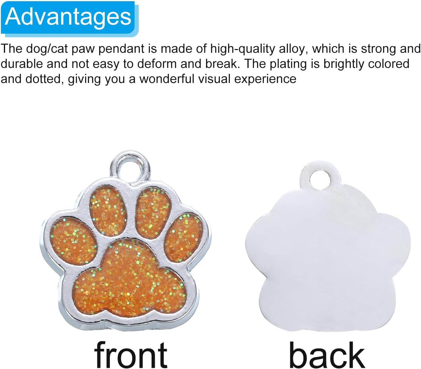 PATIKIL Animal Cat Dog Paw Print Charm, Shine Powder Footprint Beads Enamel Alloy Claw Pendants Colorful for Necklace Keychain Bracelet - Image 4