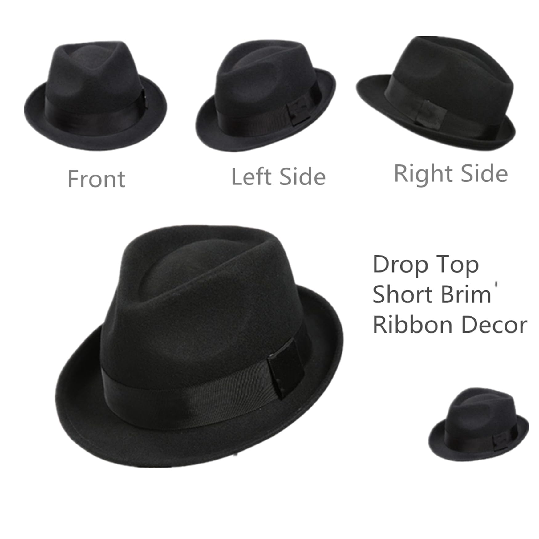Herren Wollfilz Wintermütze Kurze Krempe Fedora Hut