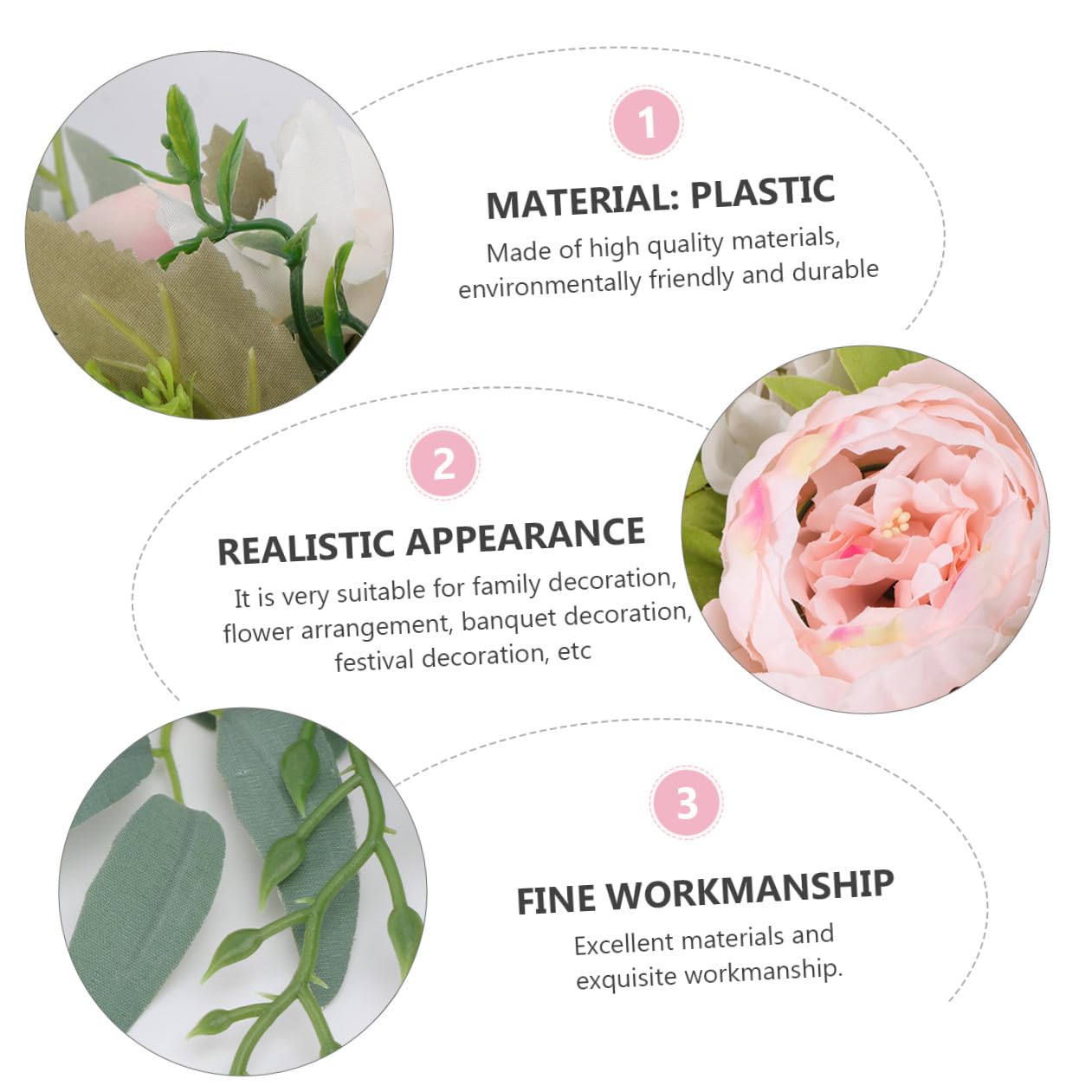 Cabilock Corona Floreale Artificiale Peonia Finta in Plastica, Decorazione Raffinata e Semplice per Porta, per Matrimonio e Atmosfera Primaverile