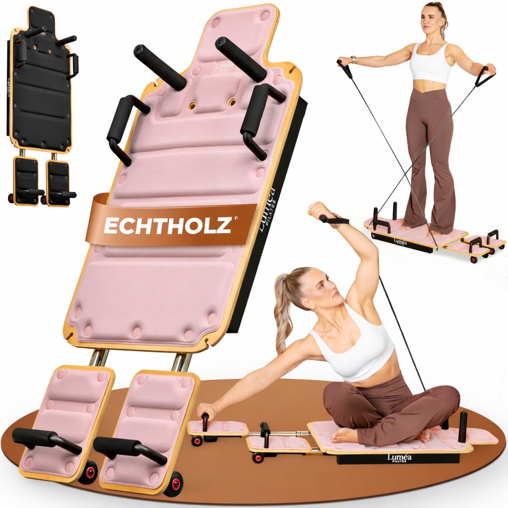 Tavola da pilates in legno | Pilates Reformer Board per la casa | Balance Board & Core Trainer | Home Gym Attrezzo fitness per addominali gambe e glutei e stabilità