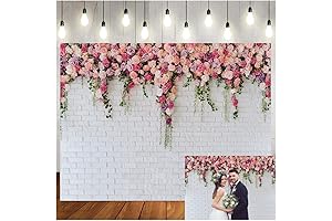 LTLYH White Brick Wall Flowers Backdrop Wall Decoration (8 x 6 ft)