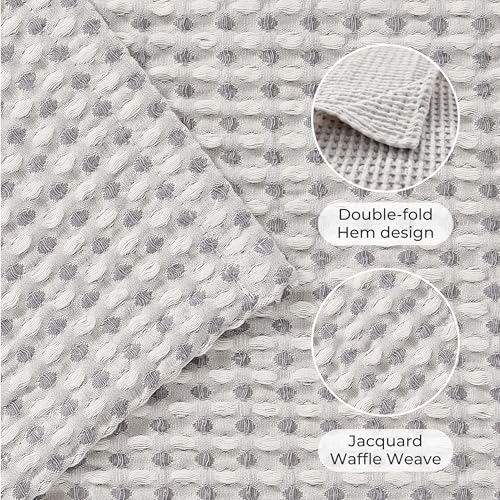EGOHOME Manta Ligera de Algodón con Diseño Bicolor a Cuadros en Patrón Waffle miniatura 5