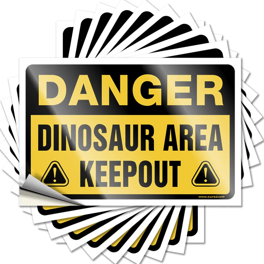 Lettering Sticker Farmhouse Outdoor Decor Easy Apply | Danger Dinosaur Area Keep Out Fluffy Bumper Peel and Stick(8X12CM)