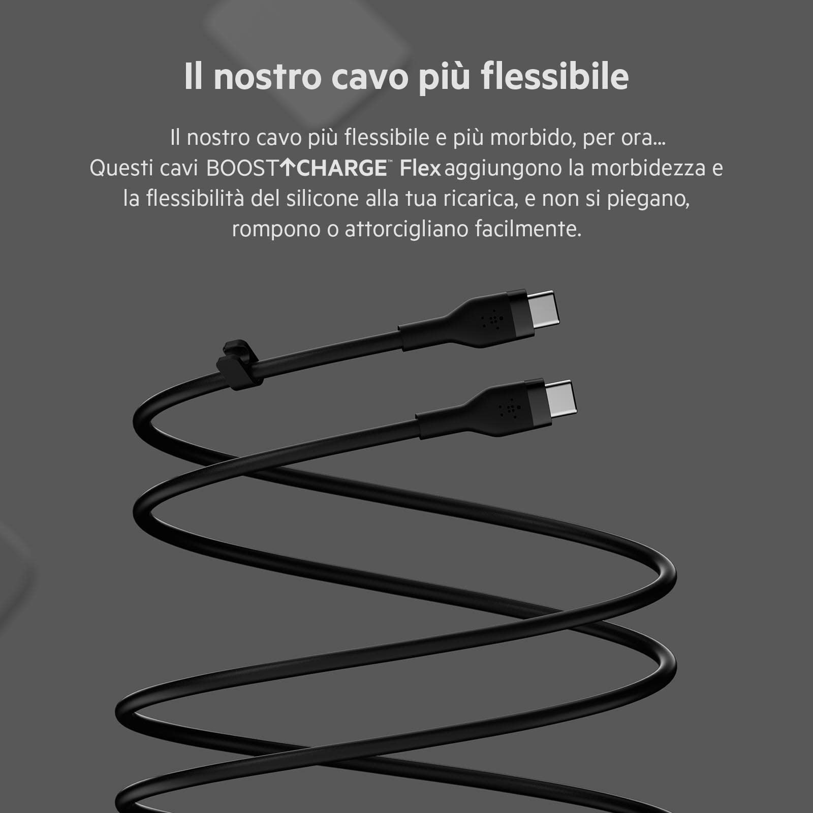 Belkin BoostCharge Flex Cavo da USB-C a USB-C in silicone, USB-IF, ricarica rapida USB-C PD per iPhone 16/15, Galaxy S24, Pixel, iPad, Nintendo Switch, MacBook, 1 m, confezione da 2, nero/bianco