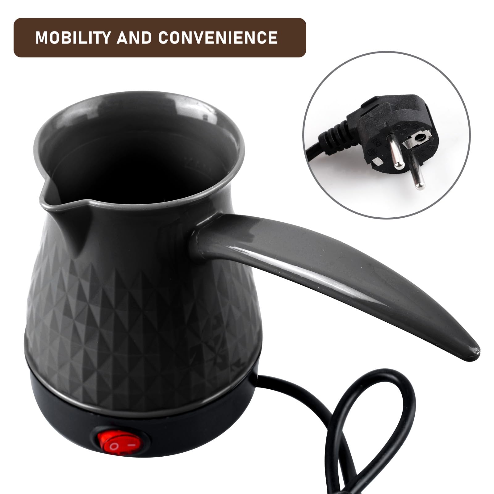 BORDEAG Caffettiera elettrica da 500 ml, macchina da caffè turco, 600 W, 220 V, a induzione, caffettiera turca, per la casa, caffettiera turca