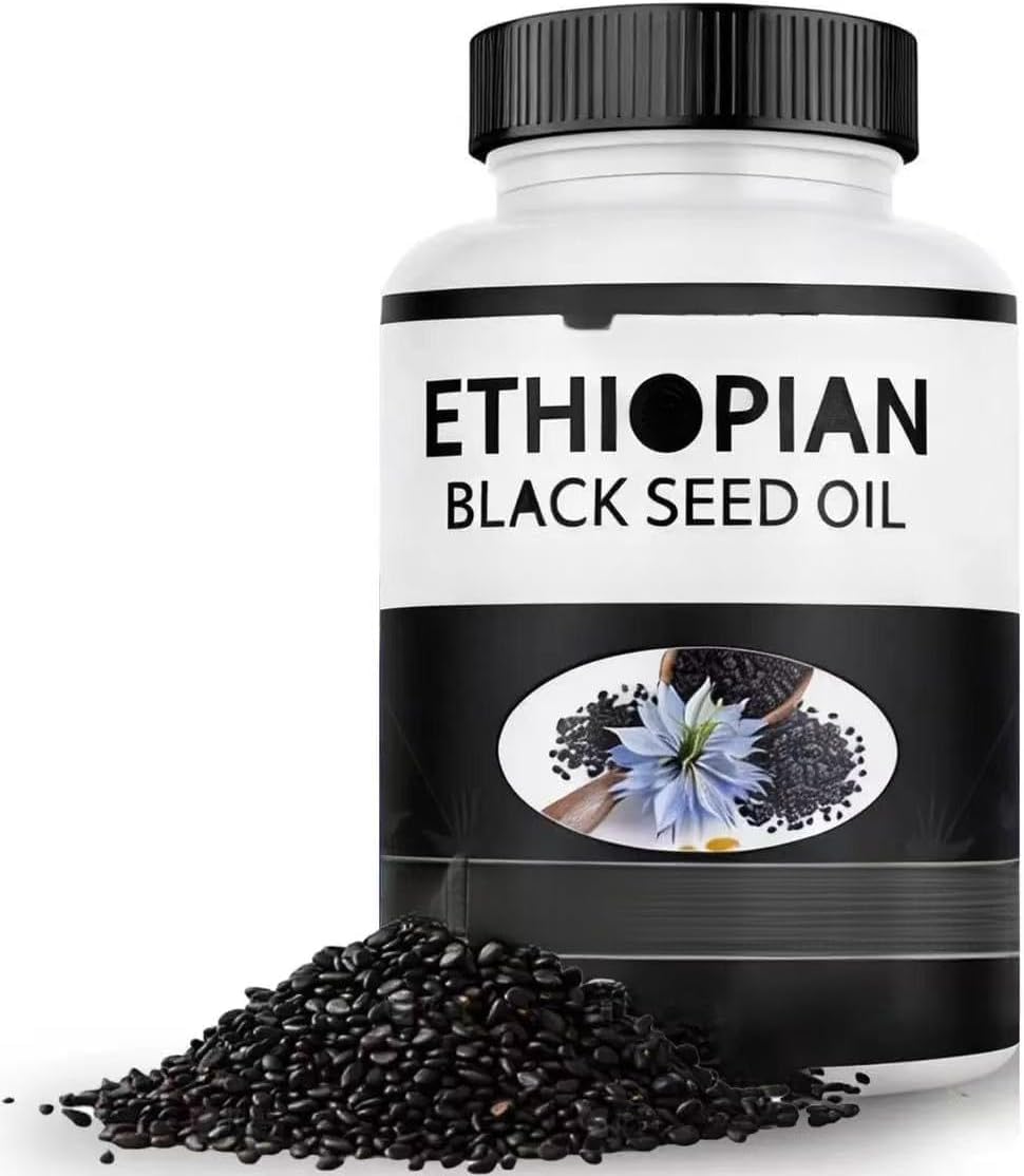 Aceite de semilla negra de Etiopía, sin OMG, sin gluten, orgánico y prensado en frío,1pc