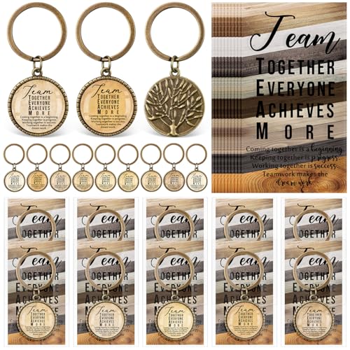 Landical 20 Sets Team Appreciation Gift Bulk Inspirational Team Keychains Cards for Office Employees Coworkers Staff Teachers Nurses (Kraft Color)