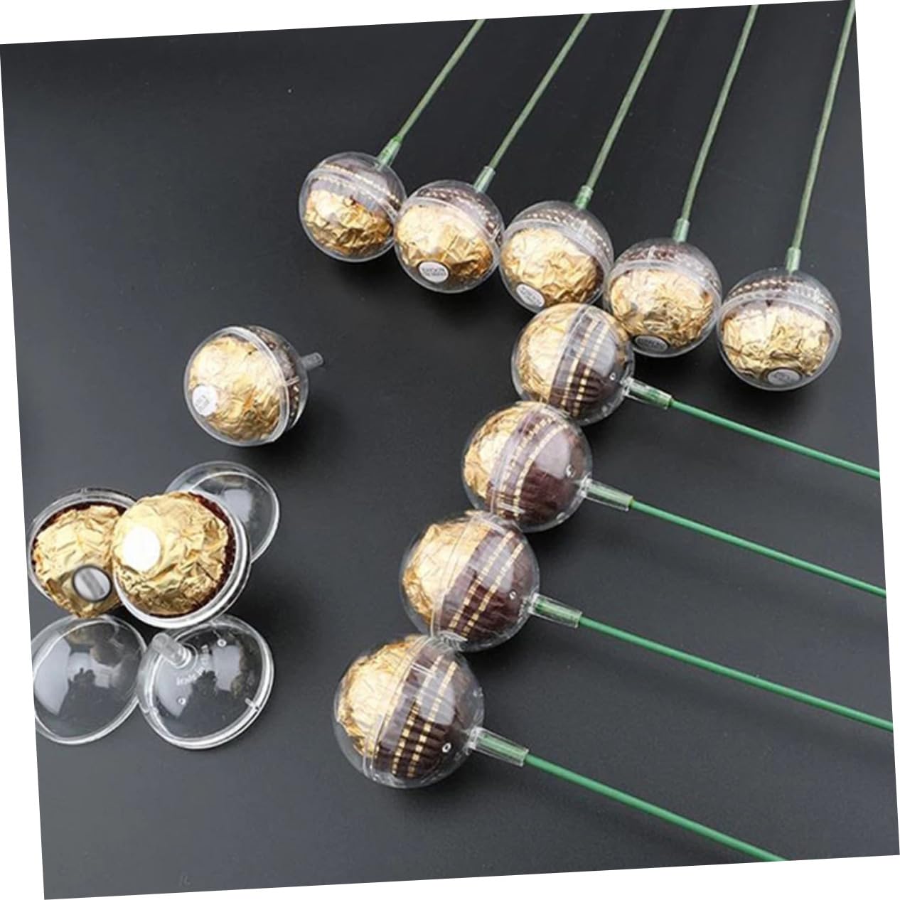 Hohopeti 100stücke Transparente Schokoladenball- Für Valentinstag Blumenstrauß Verpackungsmaterial Mit Stäbchen Für Süßigkeiten Und Dekoration Bei Festen