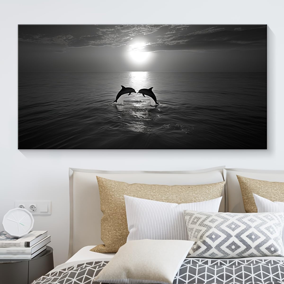 SPXLUCAU Ocean Starry Sky And Moon Landscape, Seascape Posters, Art for Home Decor(30x60cm/No frame)