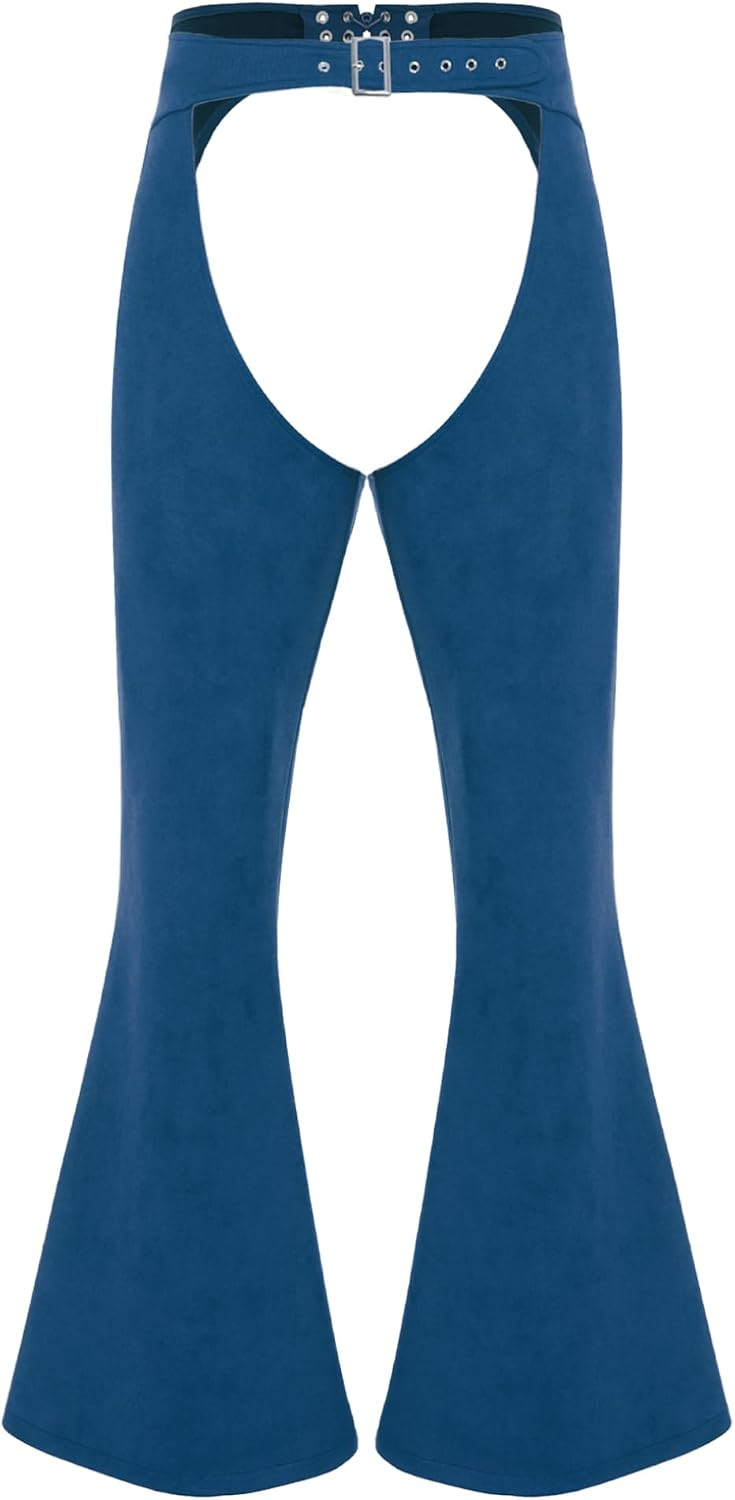 Freebily Women's Faux Suede Cowgirl Cowboys Pants Adjustable Waist Motorcycle Trousers Costume
