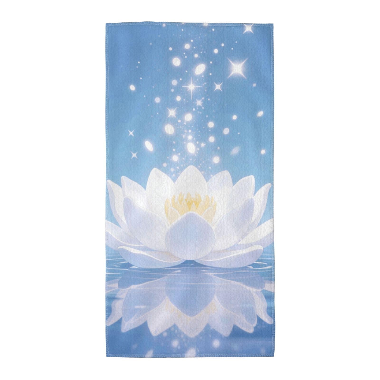 FekiLoot Absorbent Hand Towels 13.8"X27.5" Decorative Bathroom Towel Soft Microfiber Face Towel 256w Magical Lotus Flower Bloom Dish Kitchen Towels for Bathroom Kitchen Hotel Spa Bath Towels
