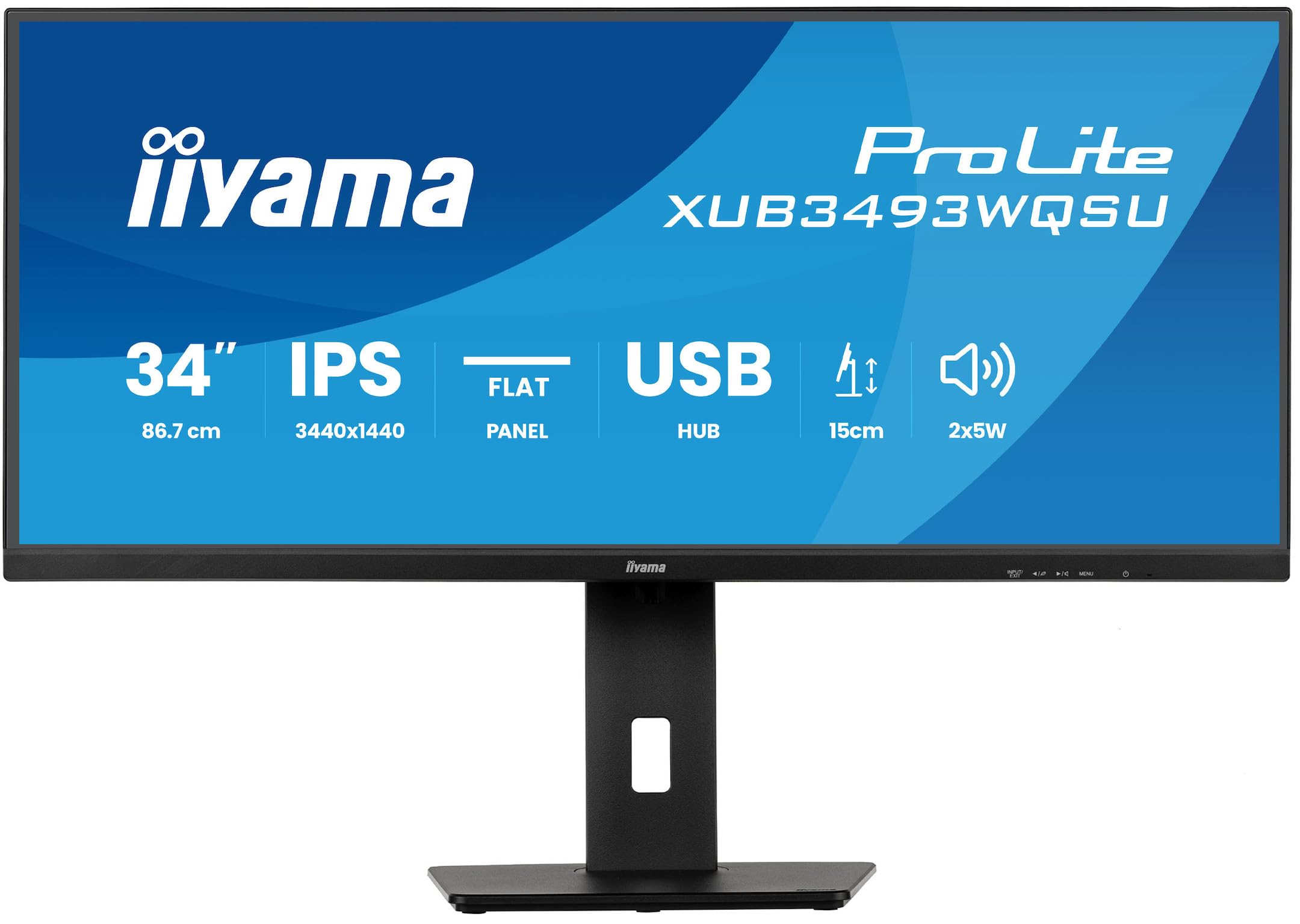 iiyama Prolite XUB3493WQSU-B6 34 IPS LED Monitor UWQHD HDMI DP USB 3 2 USB-C 7 5W Adaptive Sync